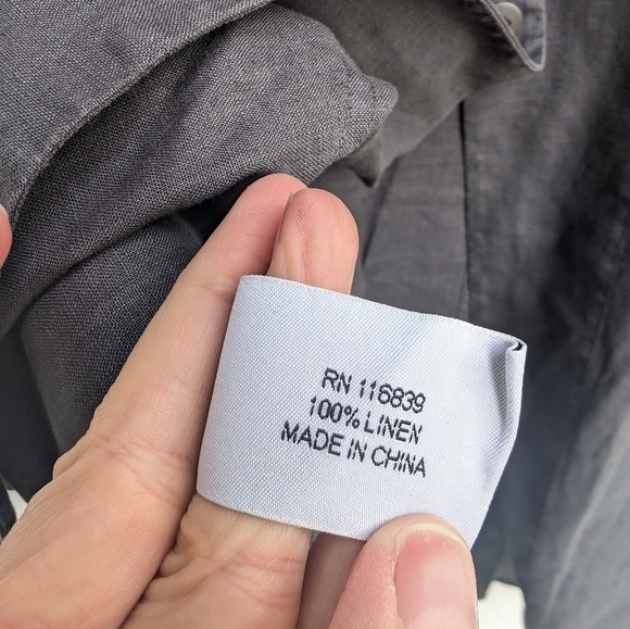 Cheyenne Gray Linen Tunic Top Button Front  Lagenlook Size Small/Medium - Picture 4 of 5